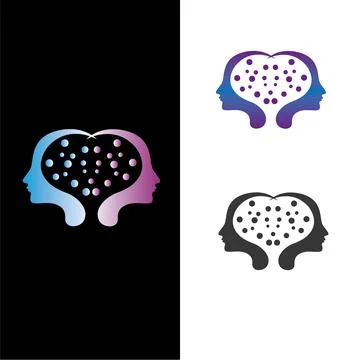 Mind Love Logo Design head technology logo Brain head vector illustration design Stock Illustration