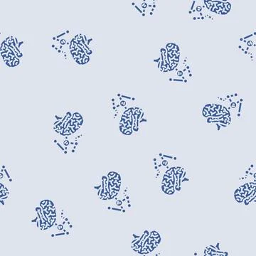 Mind map brainstorm glyph vector seamless pattern Stock Illustration