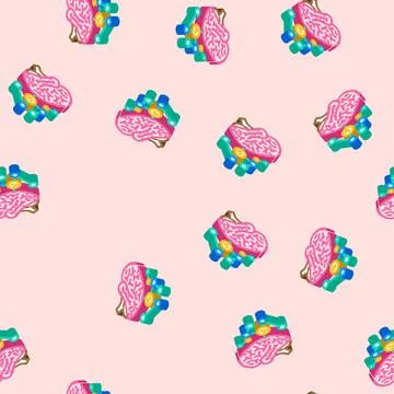 Mind map brainstorm isometric icon seamless pattern 스톡 일러스트