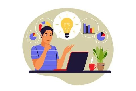 Mind map concept. Business idea generation. Plan development. Brainstorming p Stock Illustration