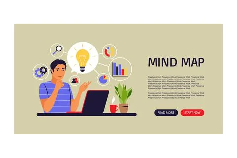 Mind map concept. Business idea generation. Landing page. Vector illustration Stock Illustration