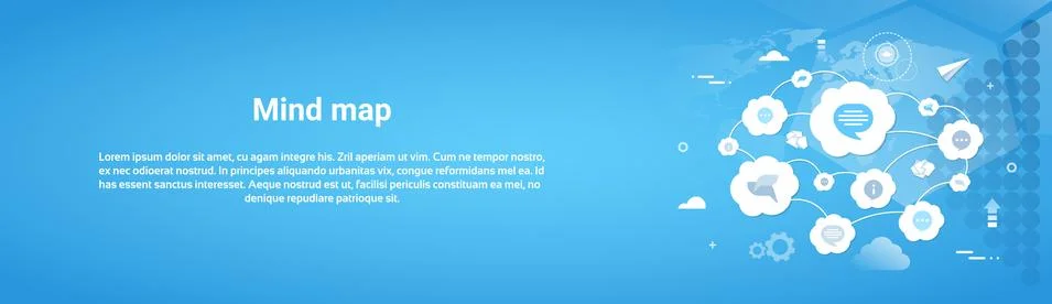 Mind Map Concept Horizontal Banner With Copy Space Illustrazione stock