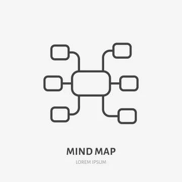 Mind map flat logo, project management, brainstorm icon. Data visualization Stock Illustration