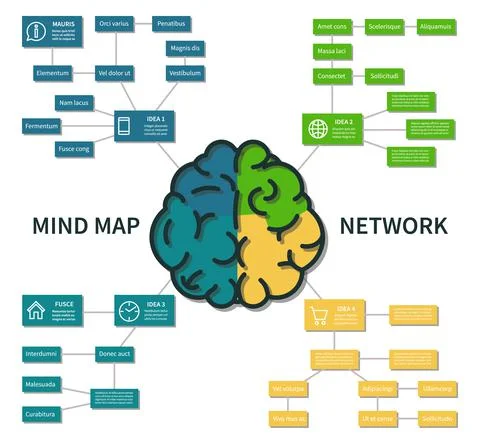 Mind map infographic. Abstract brain thinking process scheme, business steps Stock Illustration