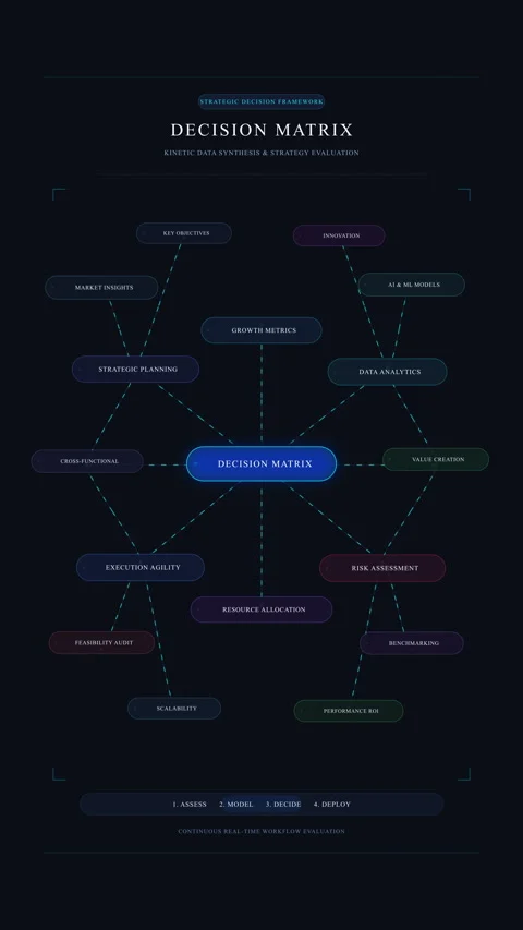 Mind map motion graphic displaying connected nodes and data flow elements Stock Footage 347058382