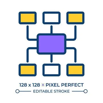 Mind map pixel perfect line color icon Stock Illustration