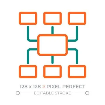 Mind map pixel perfect two color line icon Stock Illustration