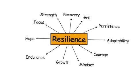 Mind Map of Resilience with Keywords and Concepts on White Background. Stock Footage 336620229