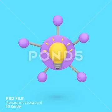 Mind mapping ideas isolated 3d render icon illustration PSD Template