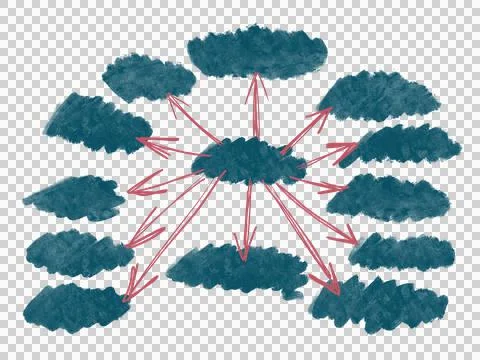 Mind mapping, map, connecting, presentation set. Stock Illustration