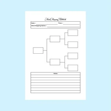 Mind mapping notebook KDP interior. Daily mind information checker and task.. Stock Illustration