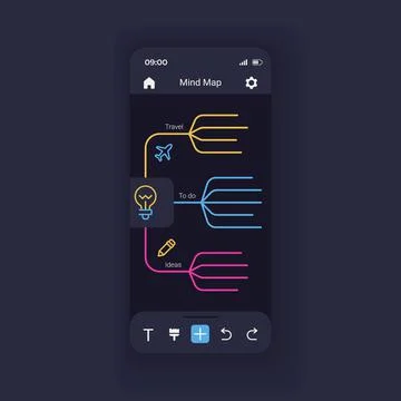 Mind mapping smartphone interface vector template 스톡 일러스트