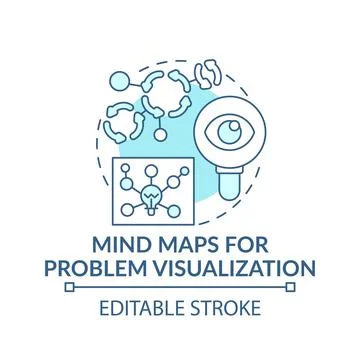 Mind maps for problem visualization blue concept icon 스톡 일러스트