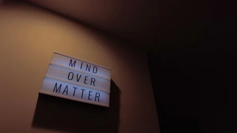 "Mind Over Matter" Light Up Sign  Stock Footage 201989393