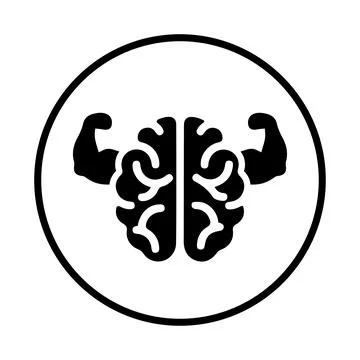 Mind, power, brain icon. Black vector graphics. Stock Illustration