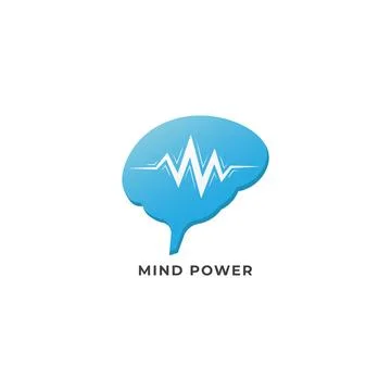 Mind Power logo design template isolated on white background. Blue brain wi.. Stock-Illustration