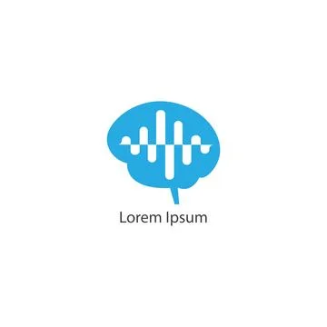 Mind Power, Mind Wave logo design template. Blue brain with pulse signal wa.. 스톡 일러스트