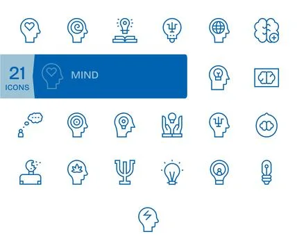 Mind Premium Vector Bundle with 25 64x64 Display Perfect Regular Line Icons イラスト素材