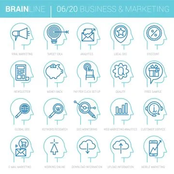 Mind Process Vector Marketing Icons Stock Illustration