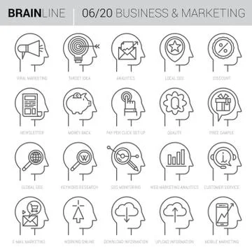 Mind Process Vector Marketing Icons Illustrazione stock