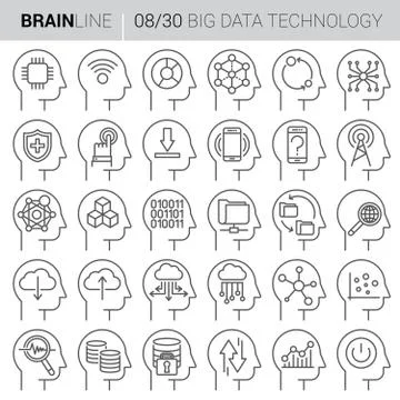 Mind Process Vector Technology Icons Stock Illustration