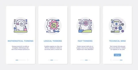 Mind processes, line logical thinking UX, UI onboarding mobile app page screen Stock Illustration