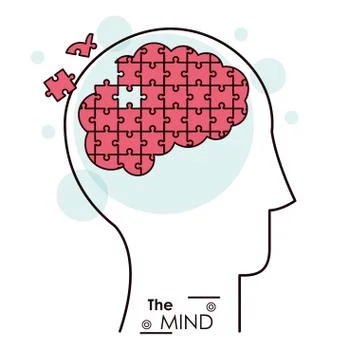 The mind puzzle jigsaw problem brain Stock Illustration
