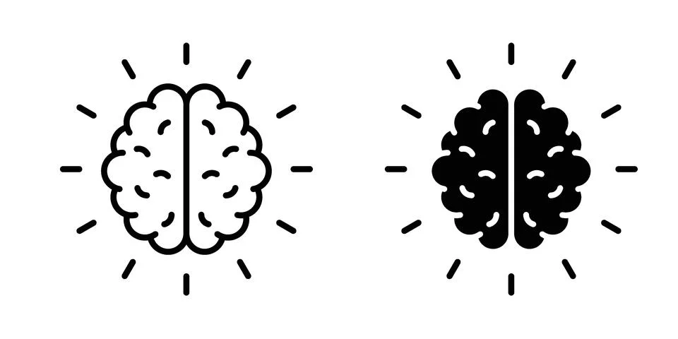 Mind research icon vector concepts, line and silhouette style Stock Illustration