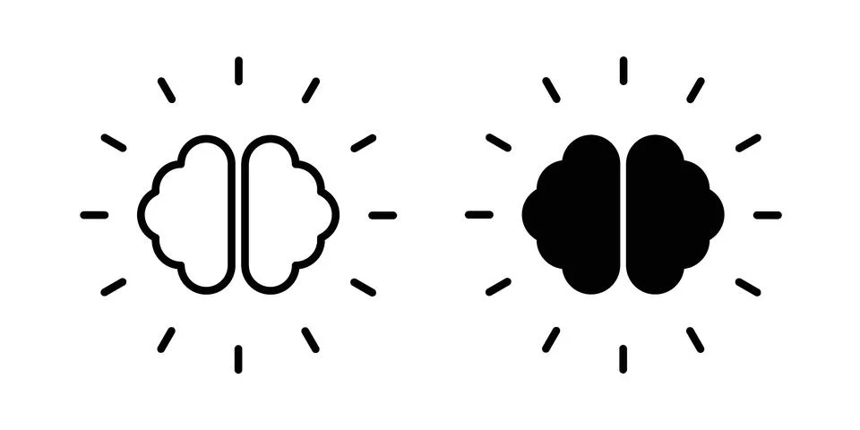 Mind research icon vectors. Illustrations in black Stock Illustration