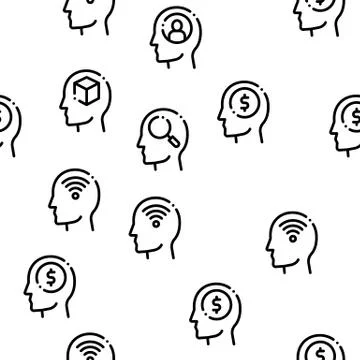 Mind Seamless Pattern Vector Stock Illustration