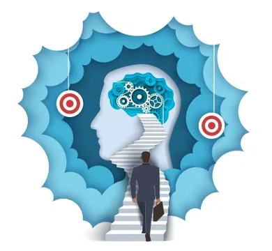 Mind search, vector illustration in paper art style Stock Illustration