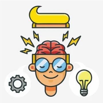 MIND SETTINGS, GEAR IN MAN MIND, TECHNOLOGY CONCEPT Ilustración de archivo