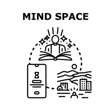 Mind space concept creating knowledge and idea generation Illustrazione stock