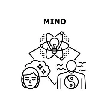 Mind Thinking Vector Concept Black Illustration 스톡 일러스트