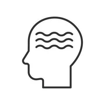 Mind Waves, icon in line design. Mind waves, brain, waves, thoughts, meditation 스톡 일러스트