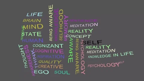 Mind Word Cloud: Multicolor Kinetic Typography Flying In grey Loop Stock Footage 327032417