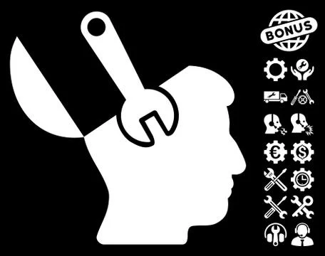 Mind Wrench Surgery Vector Icon With Tools Bonus Stock Illustration