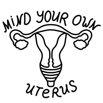 Mind your own uterus line hand drawn illustration. Feminism reproductive rights Stock Illustration