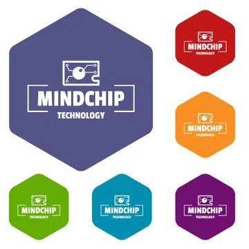 Mindchip technology icons vector hexahedron Illustrazione stock