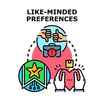 Like minded preferences vector concept evaluating interests Stock Illustration