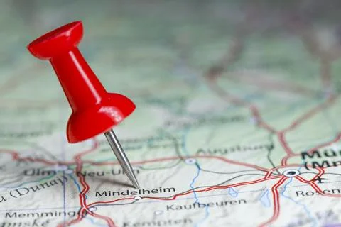 Mindelheim pin on map of Germany Stock Photos