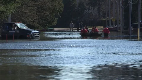 Minden, Canada Apr 15 2026 Severe spring flooding in town after winter thaw Stock Footage 346400460