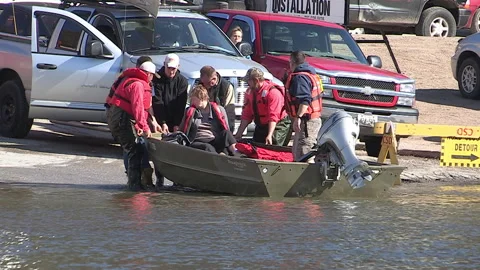 Minden, Canada Apr 15 2026 Severe spring flooding in town after winter thaw Stock Footage 346401300