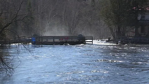 Minden, Canada Apr 15 2026 Severe spring flooding in town after winter thaw Stock Footage 346401498