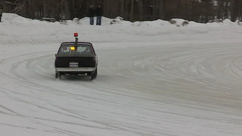 Minden, Canada Jan 12 2026 Ice Racing Cars Drifting on Frozen Track in Winter Stock Footage 346439637