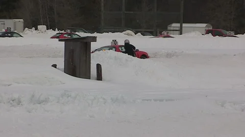 Minden, Canada Jan 12 2026 Ice Racing Cars Drifting on Frozen Track in Winter Stock Footage 346442852