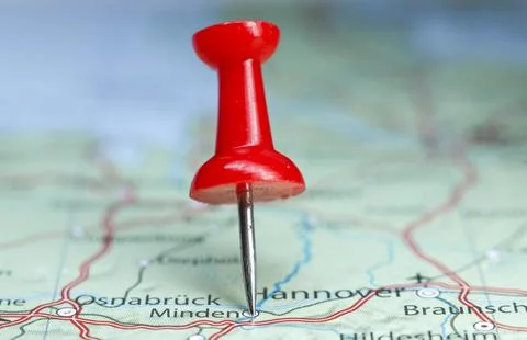 Minden, Germany pin on map Stock Photos