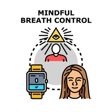 Mindful breath control practice improving mental wellness Stock Illustration