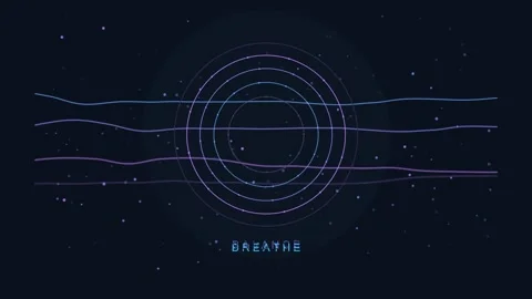 Mindful breathing animation with concentric circles and wellness typography.. Stockbeeldmateriaal 347147308