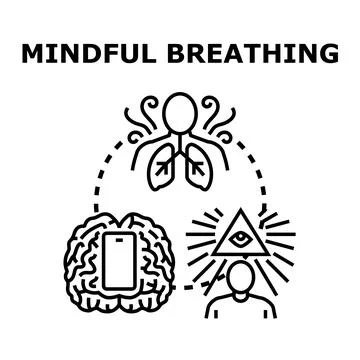 Mindful breathing exercise for mental wellness and focus Иллюстрация